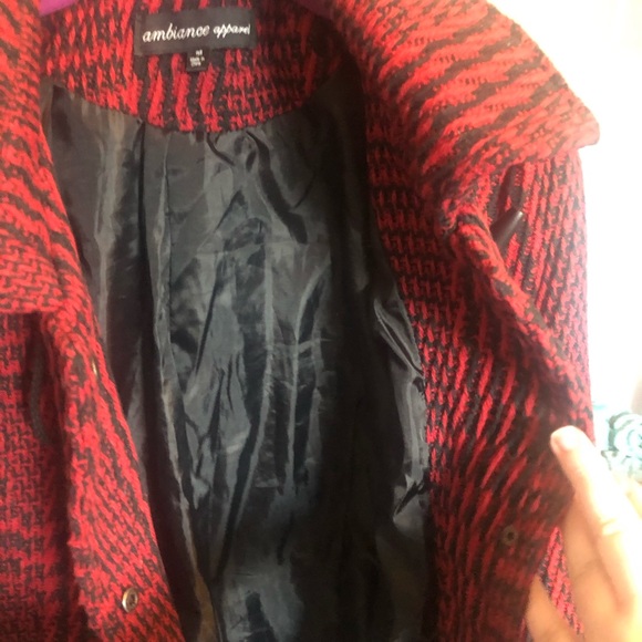 🎁Black and Red Thigh Length Pea Coat🎁 - Picture 5 of 8